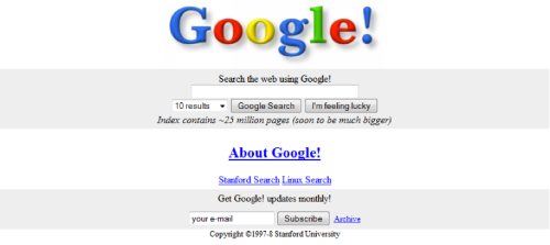  Zugehörige Suchmaske von 1998 - Screenshot von WayBackMachine.org